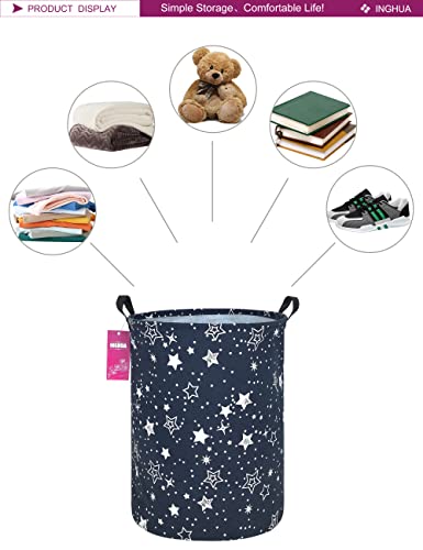 Image of Star Fabric Storage Bin Nursery Organizer Basket | Organizer Bin Dirty Clothes Collapsible Waterproof for College Dorms, Boys and Girls Bedroom,Bathroom