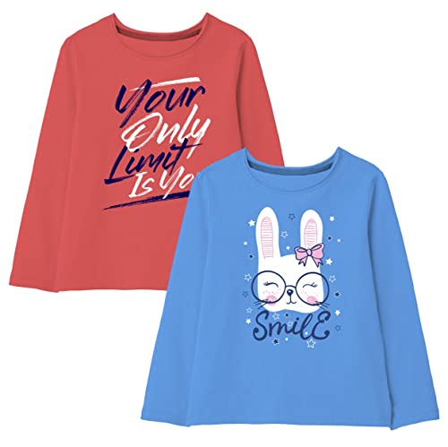 Image of minicult Cotton Printed Full Sleeve T Shirts for Girls(Pack of 2)(Pink 1)