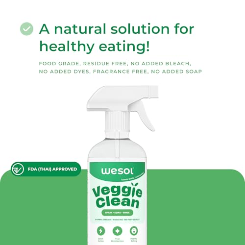 Image of Wesol Vegetable and Fruit Wash Liquid with 3% Food Grade Hydrogen Peroxide 500 ml Removes Pesticides & 99. 9% Germs Virus and Wax and Safe to Use