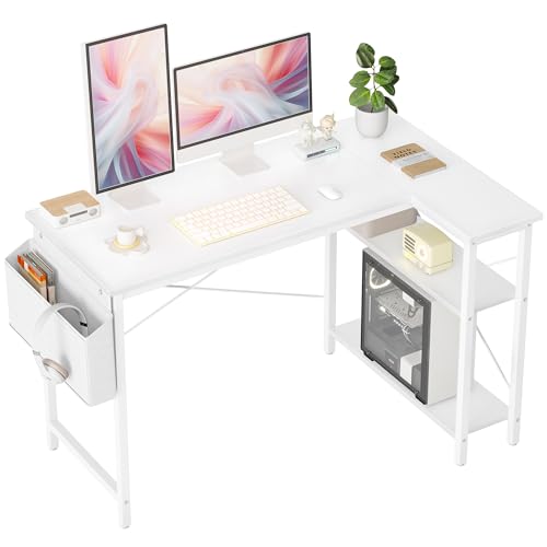 BEXEVUE Escritorio en forma de L 120 x 70 cm, mesa de juego esquinera reversible para PC, estudio, trabajo, hogar, dormitorio (blanco)