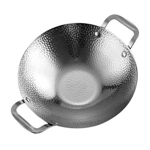ULTECHNOVO Olla para Cocina Coreana de Acero Inoxidable con Doble Asa Sartén Reutilizable para Paella y Hot Pot para Uso Doméstico y Restaurantes