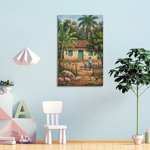 Décoration murale affiche paysage rural rétro et tableau grand format - 4