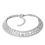 CharmSStory Anklet Bracelet Clear Synthetic Crystal Heart Inlay Ankle Adjustable Lobster Clasp11 inch