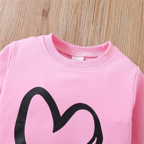 Toddler Kids Girls 2-Piece Outfits Heart Sweatshirt Jogger Set outfits Soft Cute Sweater Sweatpants Fall Winter Clothes4