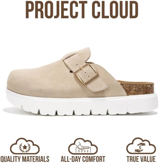 Project Cloud 100% Genuine Leather Platform Clogs for Women Footwear - Memory Foam Arch Support Cork Footbed Casual Shoes & Mules for Women 2026 (Benton Chunky) - Image 4