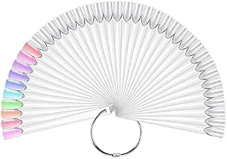 Nail Art Tips Swatches Sticks With Metal Split Ring, Funwaretech Colour Nail Polish Practice Display Set, Nail Art Practice Tool Set, Fan-shaped False Nail Sample Sticks, 50 Pcs