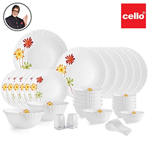 Image of Cello Opalware Dazzle Margarita Dinner Set, 35Pcs, White