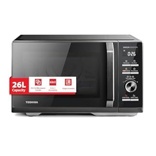 TOSHIBA 26Liter 6-in-1 Air Fry Microwave Combo With Origin Inverter, Chef Defrost, Convection, Combi, Steam, Grill, 10 Power Levels, 10 Auto Menus, 900W Microwave,1000W Grill, Black, MW3-AC26SFI(BK)