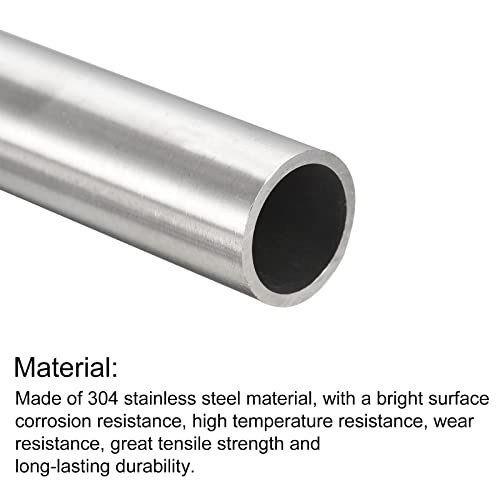 QUARKZMAN 304 Edelstahl Rohr 20mm Außendurchmesser, Runde Nahtlose Edelstahlrohr 1.5mm Wandstärke, Edelstahl Gerade Rundrohr 300mm Länge, Silber Metallrohr für Industrie Heim Gartendeko