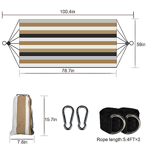 SZHLUX Double Hammock,Cotton Hammock Portable Hammock with Carry Bag,Perfect Camping Outdoor/Indoor Patio Backyard,Coffee - Image 4
