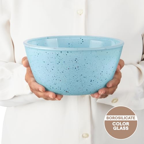 Image of Borosil 1.5 L Serving & Mixing Bowl | Made in India Borosilicate Glass Bowl for Kitchen & Dinning | Bowl for Mixing Dough, Salad, Batter | Microwave & Dishwasher Safe (Blue)