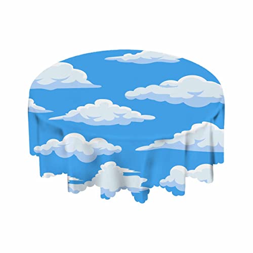 Yibeas Tablecloth Blue Sky And White Clouds Tablecloths 60" Diameter Round Cloud Vector Set Collection Graphic Design Tablecloths For Dining Kitchen Wedding And Parties #TOP4