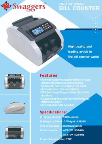 Image of swaggers Updated Heavy Duty Note /Currency /Cash /Money Counting Machine with Fake Note DetectionFor All Old /New Notes. 1 Year offsite Warranty