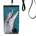 Ocean Water Dolphin Science Nature Picture Phone Wallet Purse Hanging Mobile Pouch Black Pocket