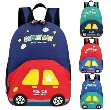 adson Police Car Cartoon Children's Shoulder Kindergarten Backpack, Shoulder Student Children's Preschool Plush Travel Schoolbag Outdoor Daypack School Boys Girls Children (Multi)-picture-18