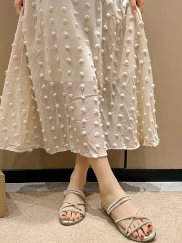 Women's Glitter Rhinestone Flat Criss Cross Strappy Open Toe Sandals Slip On Slippers4