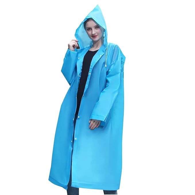 EVA Poncho Raincoat for Men and Women | Waterproof Reusable Hooded Rain Coat | Lightweight Unisex Rain Wear | Foldable Rain Coat for Outdoor & Travel Use (Universal Size,1 Pc Random)-image-10