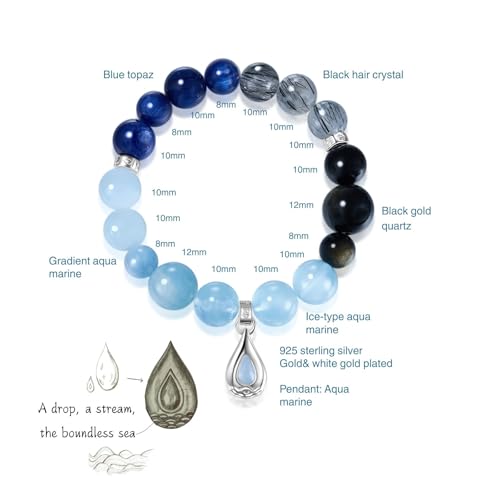 Image of Five Elements Solid 925 Sterling Silver 18K Gold /White Gold Vermeil Crystal Gemstone Beads Bracelet gift for women