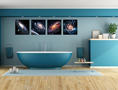 Nebula Pictures Galaxy Wall Art - Dark Sky Universe Prints/ Framed Outer Space Painting / Solar System Planet Milky Way Photo Wall Decorations Living Room Boys Girls Bedroom Bathroom 12X16 Inch Blue #TOP7