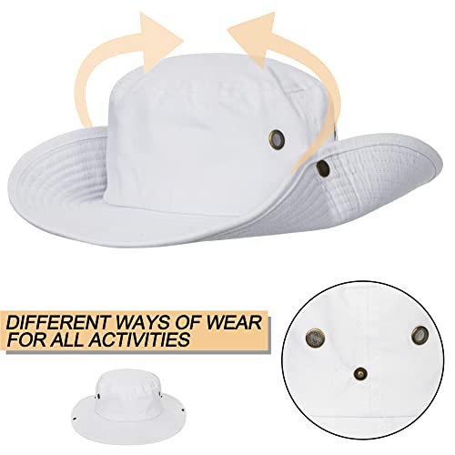 Men Women Bucket Hat Cap Foldable Snapback Outdoor Soft White With Windproof Rope 59Cm (White, 59Cm For Large) #TOP4
