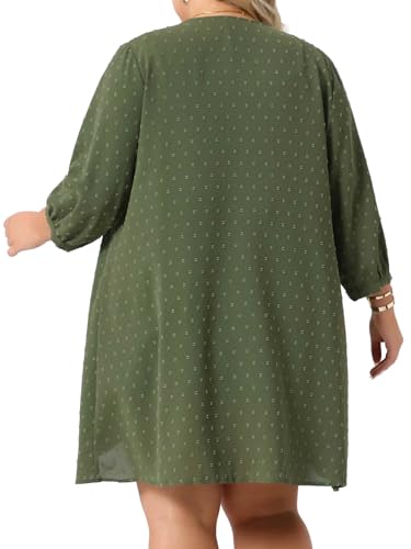 Image of Agnes Orinda Plus Size Cardigan for Women Open Front 3 /4 Sleeve Swiss Dots Lightweight Casual Cover Up