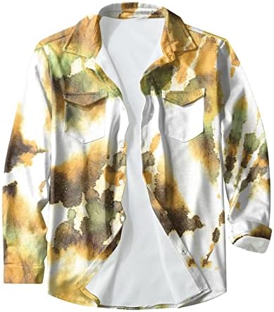 Men’s Casual Button-Down Shirts,Men’s Fashion Casual Button-Down Lapel Long-Sleeved Printed Cardigan Jacket