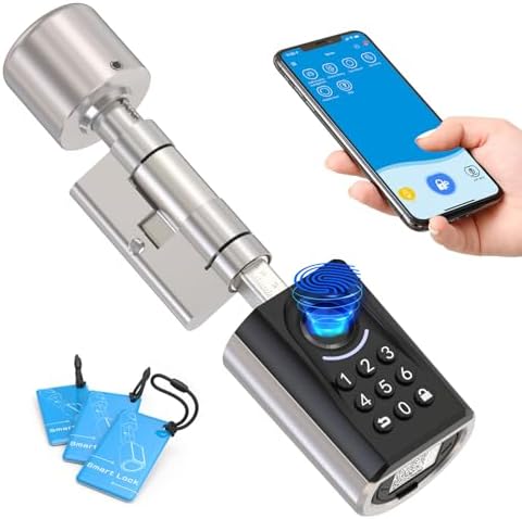 WELOCK ToucA51 Fingerabdruck Passwort Türschloss für EU-Profil Tür 30-70mm | Elektronisches Fingerabdruck Code Schloss mit App, Passwort, Karte und WIFI, Smartes Türschloss Wasserd