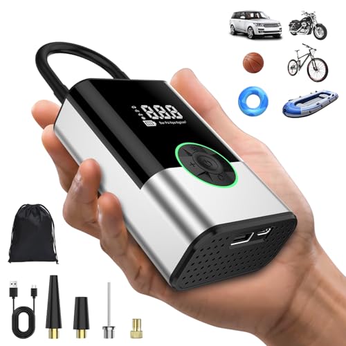 Ockwred Bomba de aire electrónica portátil de 6000 mAh, 150 psi, bomba de bicicleta eléctrica, con batería, compresor de aire portátil inalámbrico, compresor de aire portátil, bomba para coche, color