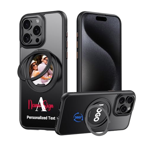 Coque iPhone 16 Pro antichoc personnalisable avec anneau rotatif compatible MagSafe
