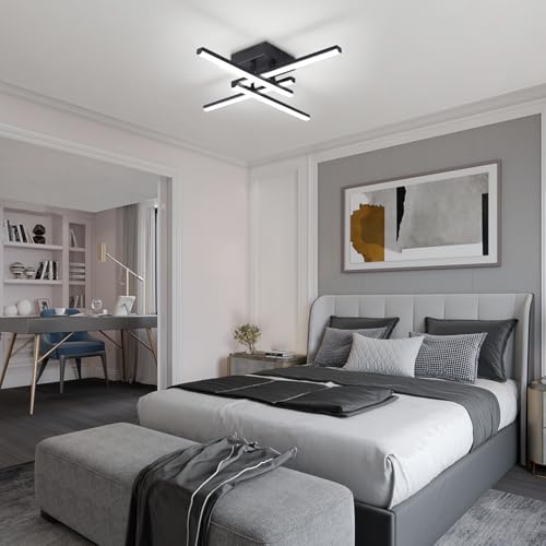 Modern Ceiling Light LED, 24W Black Ceiling lamp 4 Built-in LED Boards, 6500K Cool White Elegant Design Ceiling Light Fixture for Bedroom Hallway Living Room Dining Room Corridor Kitchen - Image 5