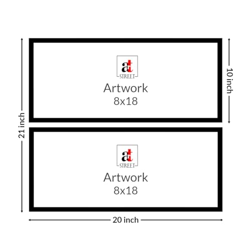 Image of PAINTINGMANTRA Art Framed Painting Eiffel Tower Paris Scene Horizontal Scandinavian Poster Print For Living Room, Decorative Home & Wall Decor - Set Of 2 (Black Frame, 8x18 Inch)