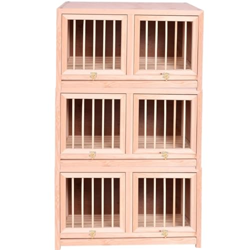 Pigeon Cage Pull-Out Manure Tray Easy to Clean Breeding Box Flip-up Double Door Stackable Wooden Bird Cage(23.6IN*3)