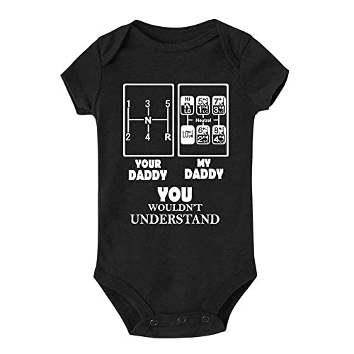 Image of Migsrater Your Daddy My Daddy Trucker Dad 6 Speed for Baby Girls Boys Short Sleeve Crawl Bodysuit