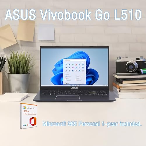 Image of ASUS Vivobook Go 15 L510 Laptop, 15.6 inch FHD, Intel Celeron N4020 Processor, 4GB DDR4 RAM 128GB Storage, 1-Year Microsoft 365, Thin & Light, Win 11 Home S, W /Wireless Mouse