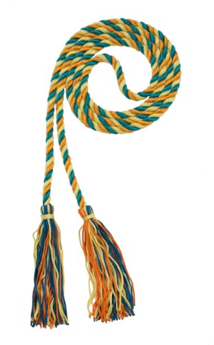 Image of Graduation Honor Cord - Teal /Orange /Maize - Every School Color Available - Made in USA