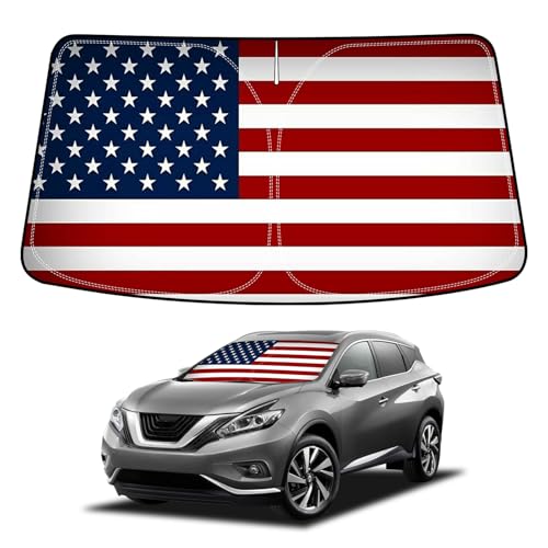Bestview American Flag Windshield Sunshade for 2015-2024 Nissan Murano,Custom Fit Foldable Front...
