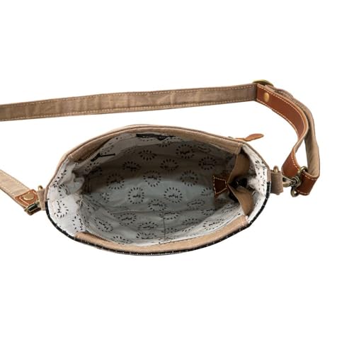 Myra Bag Crossbody Purse - Route 86 Leather and Canvas Crossbody Bag for Women, Patchwork Vintage Purses for Women, Vintage Purse with Adjustable Strap,4