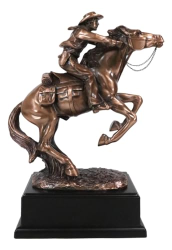Estatua Vaquero a caballo en resina electrochapada bronce