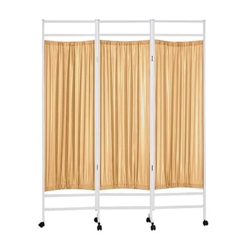 Biombo plegable de 3 paneles con ruedas y pared enrollable divisor gris 2