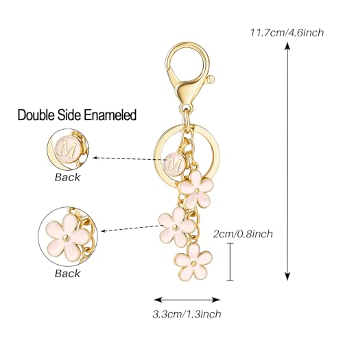 SELOVO Women Girls Initial Keyring Letter M Tassel Pink Keychain Purse Charm - Thumbnail 2