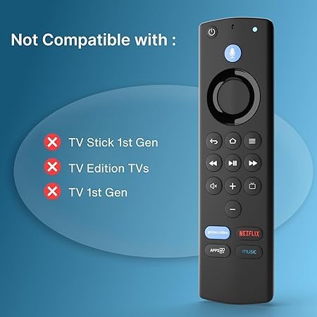 Image of Remote Control Compatible with 3rd Generation Fire TV Stick Replacement Remote with Bluetooth Connectivity and Voice Control (Black) - Pairing Must !