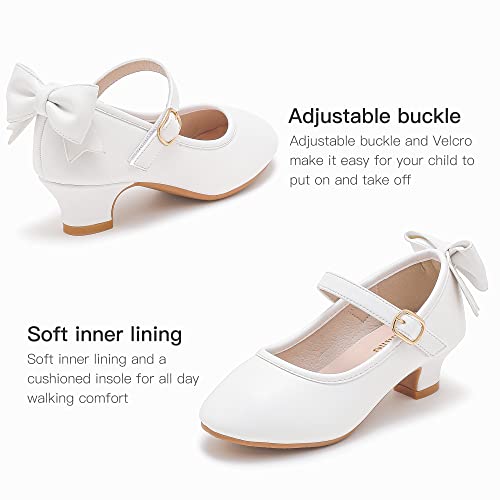 Image of Dufannie Girls Dress Shoes Princess Flats Heels for Toddler Little Big Kids