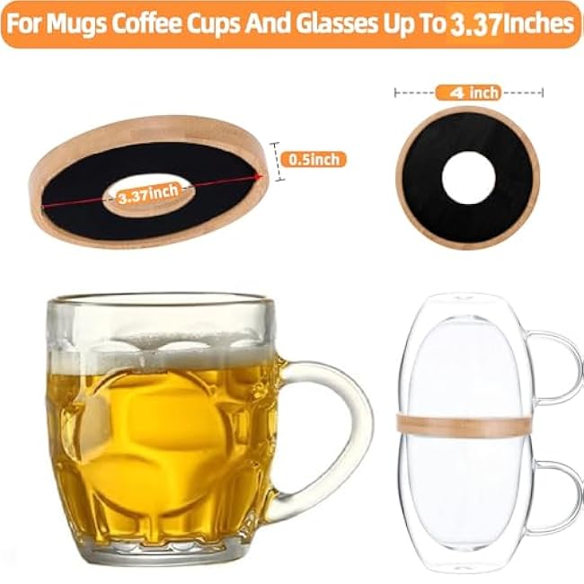 Mug Organizer - Wooden Coffee Mug Stackers, Mug Organizer for Kitchen Cabinet,Equipped with Food Grade Non-Slip Pad 6 Pack