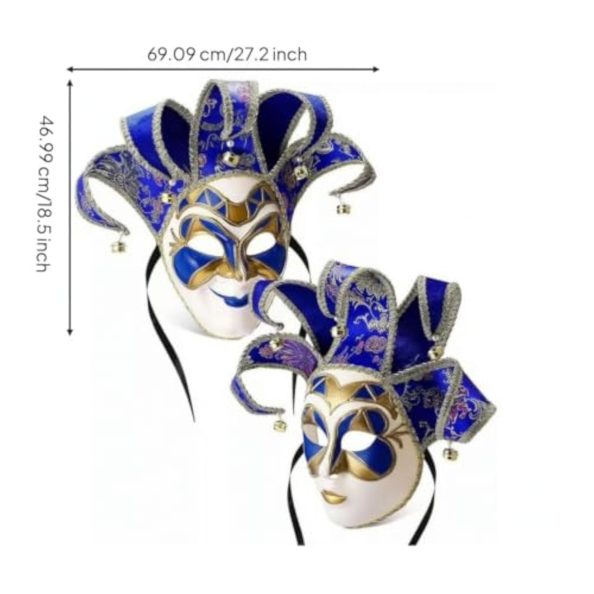 Ornate Jester Mask with Bells Theatrical Design