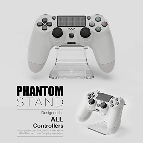 Image of Skull & Co. Phantom Stand Bundle: Transparent Controller Stand Holder + Black Thumb Grips Compatible for All Controllers [for PS4 /Switch Pro /Xbox Elite /Elite2 /other 3rd Party Controllers]