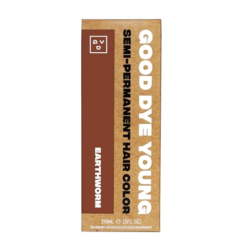 Good Dye Young Semi-Permanent Hair Color, Vegan and Cruelty-Free Brown Hair Dye, Last up to 24 Washes, Non-Damaging Conditioning Hair Color (5FL OZ, Earthworm)