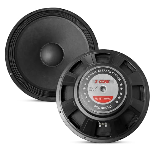 5 CORE 15 Inch Subwoofer Speaker 2000W Full Range PA DJ Audio Sub Woofer Speakers 8 Ohm Deep Bass Replacement Component Subwoofers for Pro Audio Use - FR 15 140 MS