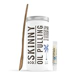 SKINNY & CO. Peppermint Coconut Oil Pulling Kit -- Includes 100% Raw Coconut Oil, Bamboo Spoon, & Coconut Lip Balm-For Healthier Teeth & Gums, Natural Teeth Whitening, Cleaning, Chemical Free, 8.5 oz.