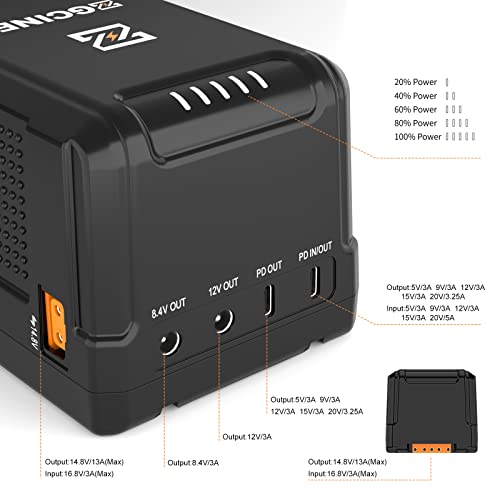 Zgcine S200 V-Mount Battery 199Wh 14.8V With Dual Dc/Usb-C/D-Tap Ports For Video Camera Camcorder Broadcast,V-Lock Battery Compatible With Bmpcc 4K 6K Pro/Zcam/Canon Eos R5C/Sony Fx3 #TOP3