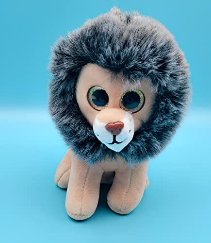 Image of Tickles Lion Glitter Eyes Soft Stuffed Plush Animal Toy for Kids Birthday Gift (Size: 20 cm; Color: Brown & Black)